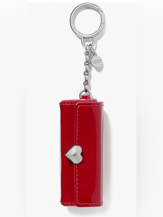 kate spade Accessories - Kate Spade Red Patent Heart Keychain Lipstick Wallet